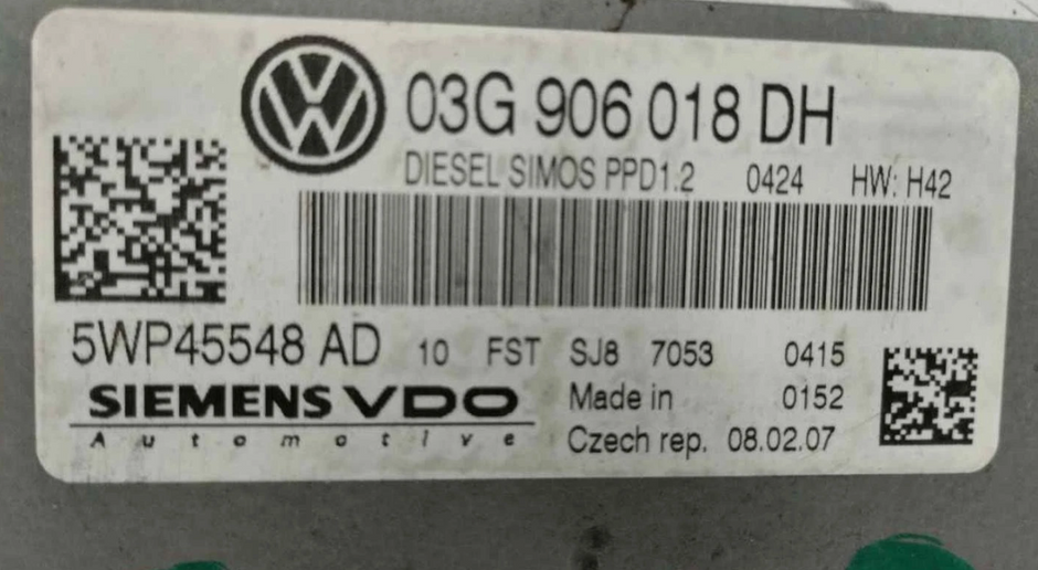 Calculateur moteur 03G906018DH pour AUDI A3 SPORTBACK (8PA) 2007 3831081